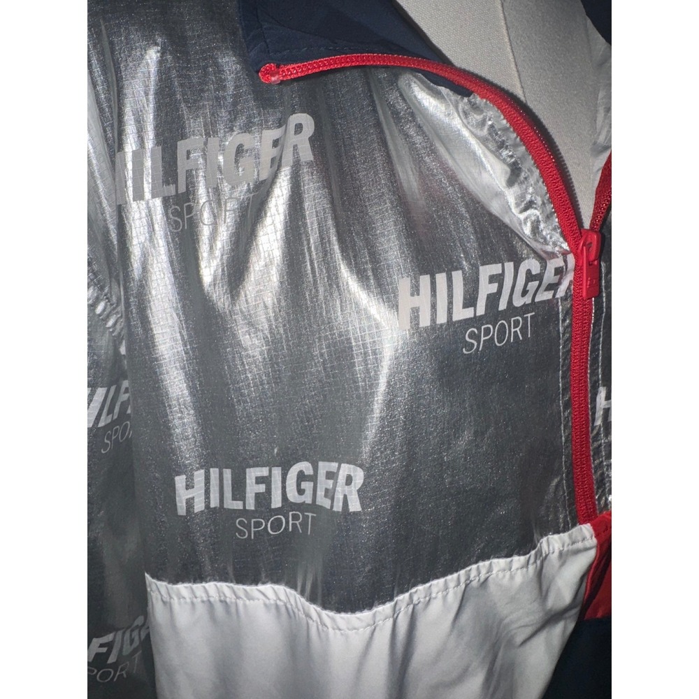 Tommy Hilfiger Sport Men Silver Metallic Colorblock Windbreaker Jacket LG - Picture 6 of 9